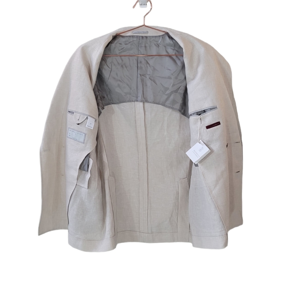 BRUNELLO CUCINELLI Light Beige Linen Wool Silk Blend Sport Jacket Sz IT 50 US 40 - Picture 7 of 16